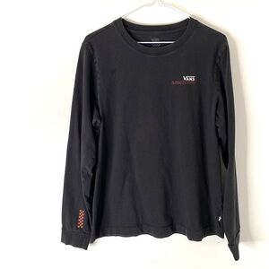Vans Off The Wall Long Sleeve Crew Neck Graphic Top Black White